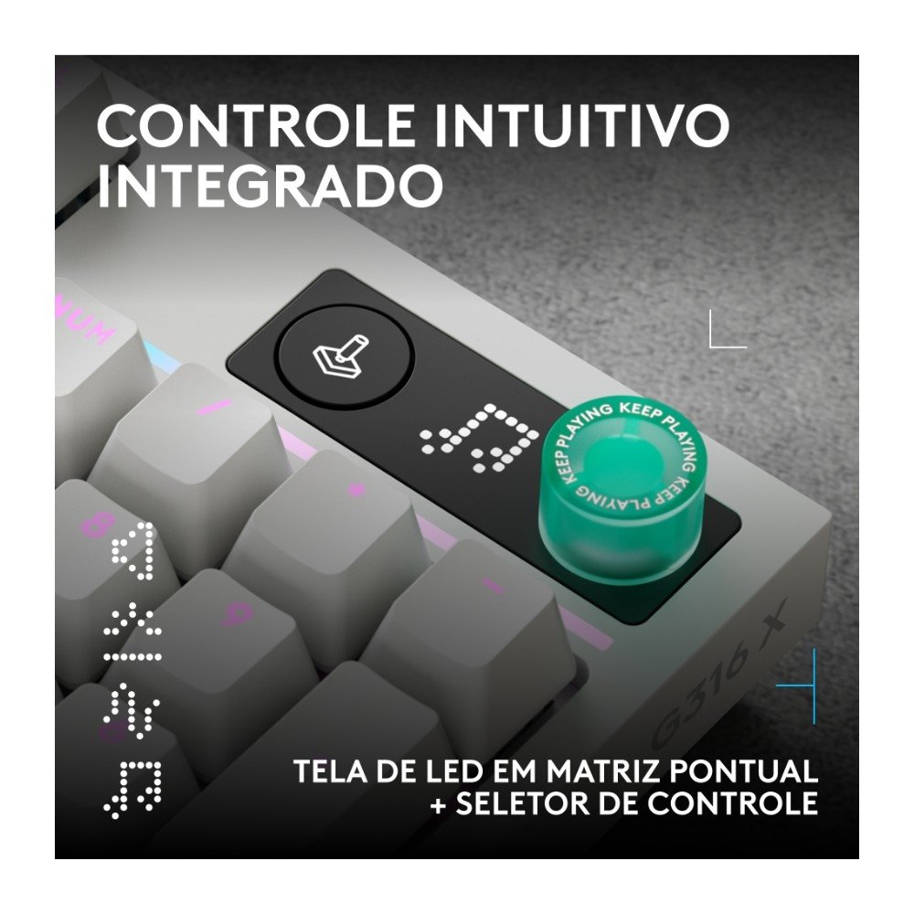 Imagem 8 de 10 do produto Teclado Mecânico Gamer Logitech G316 X 98, Com Fio, Branco - 920-014226
