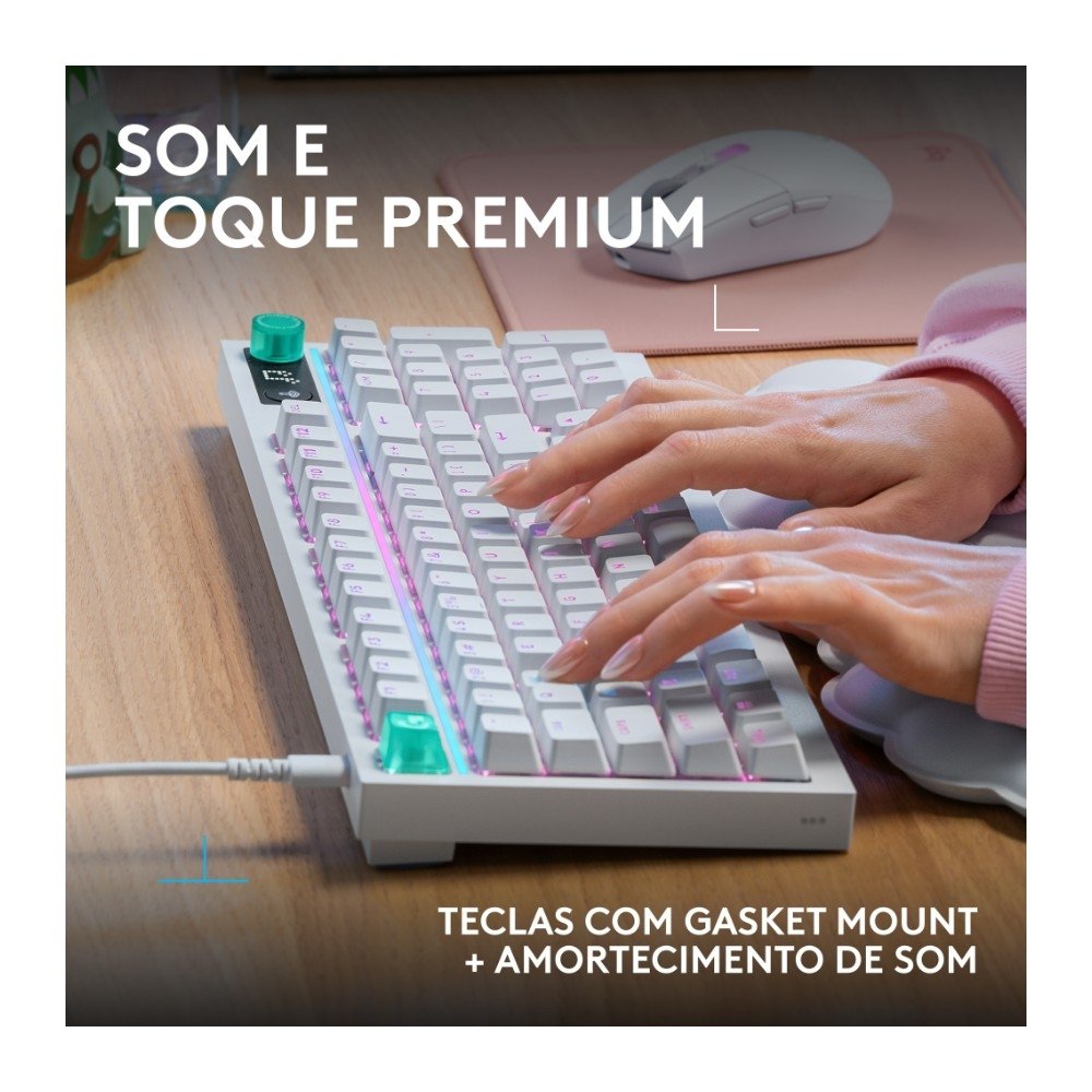 Imagem 7 de 10 do produto Teclado Mecânico Gamer Logitech G316 X 98, Com Fio, Branco - 920-014226