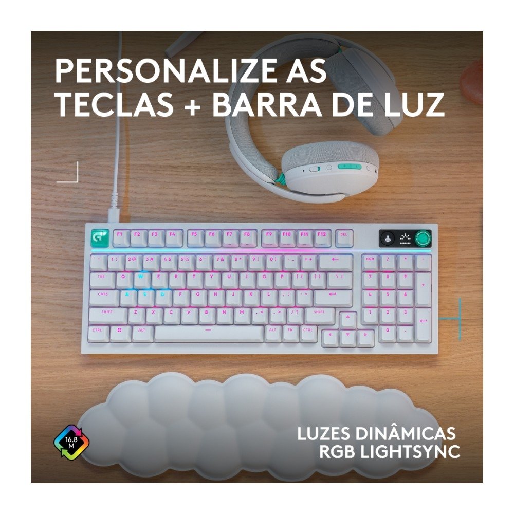 Imagem 6 de 10 do produto Teclado Mecânico Gamer Logitech G316 X 98, Com Fio, Branco - 920-014226