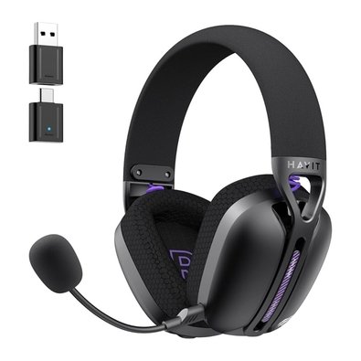 Headset Gamer Sem Fio Havit Fuxi-H3 Plus, Drivers 40mm, Cancelamento de Ruído, Wireless, Bluetooth, USB-C e P2, Preto - Fuxi-H3 Plus Black