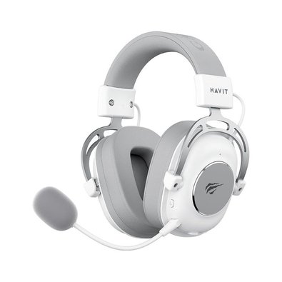 Headset Gamer Sem Fio Havit HV-H2002YG, Drivers 50mm, Cancelamento de Ruído, Wireless, Bluetooth, USB-C e P2, Branco - HV-H2002YG White