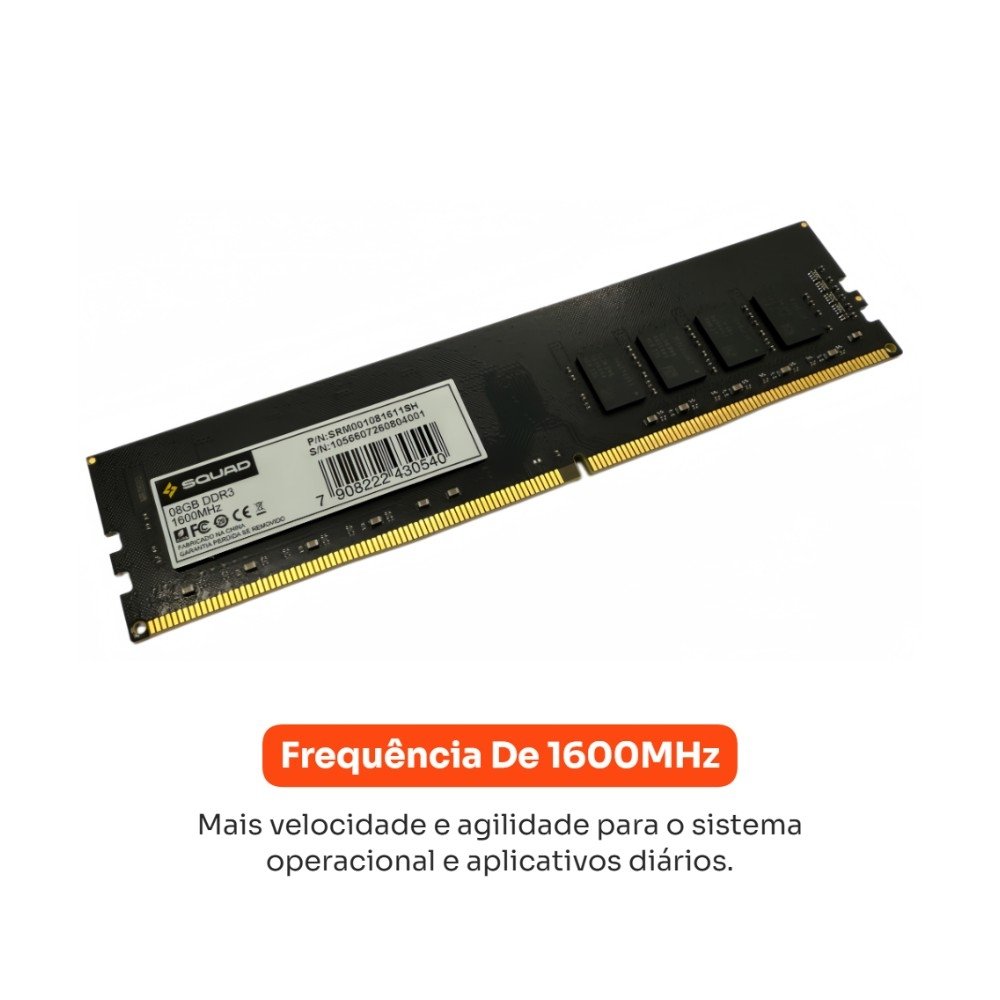 Memória RAM SQUAD Pace, 8GB, 1600MHz, DDR3, CL11, UDIMM - SRM001081611SH - view 4