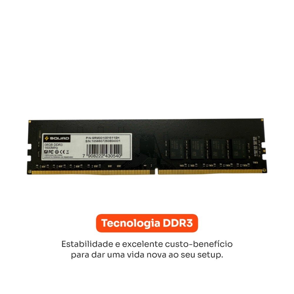 Memória RAM SQUAD Pace, 8GB, 1600MHz, DDR3, CL11, UDIMM - SRM001081611SH - view 2
