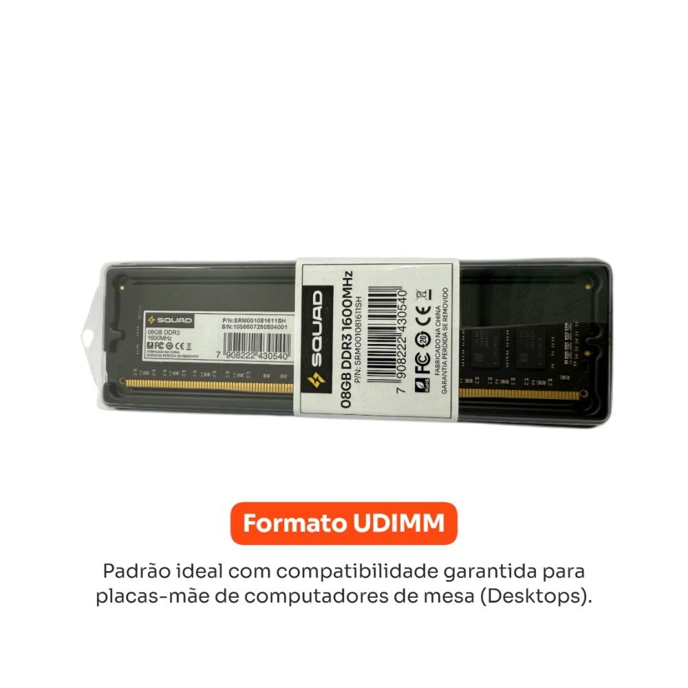 Memória RAM SQUAD Pace, 8GB, 1600MHz, DDR3, CL11, UDIMM - SRM001081611SH - view 5