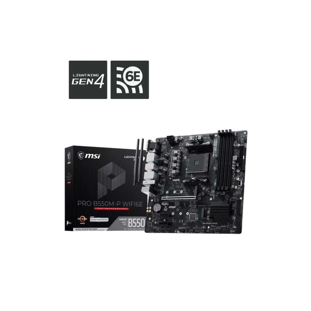 Placa-Mãe MSI PRO B550M-P WIFI6E, AMD AM4, mATX, DDR4, Wi-Fi 6E, Bluetooth - PROB550MPWIFE6E - view 2