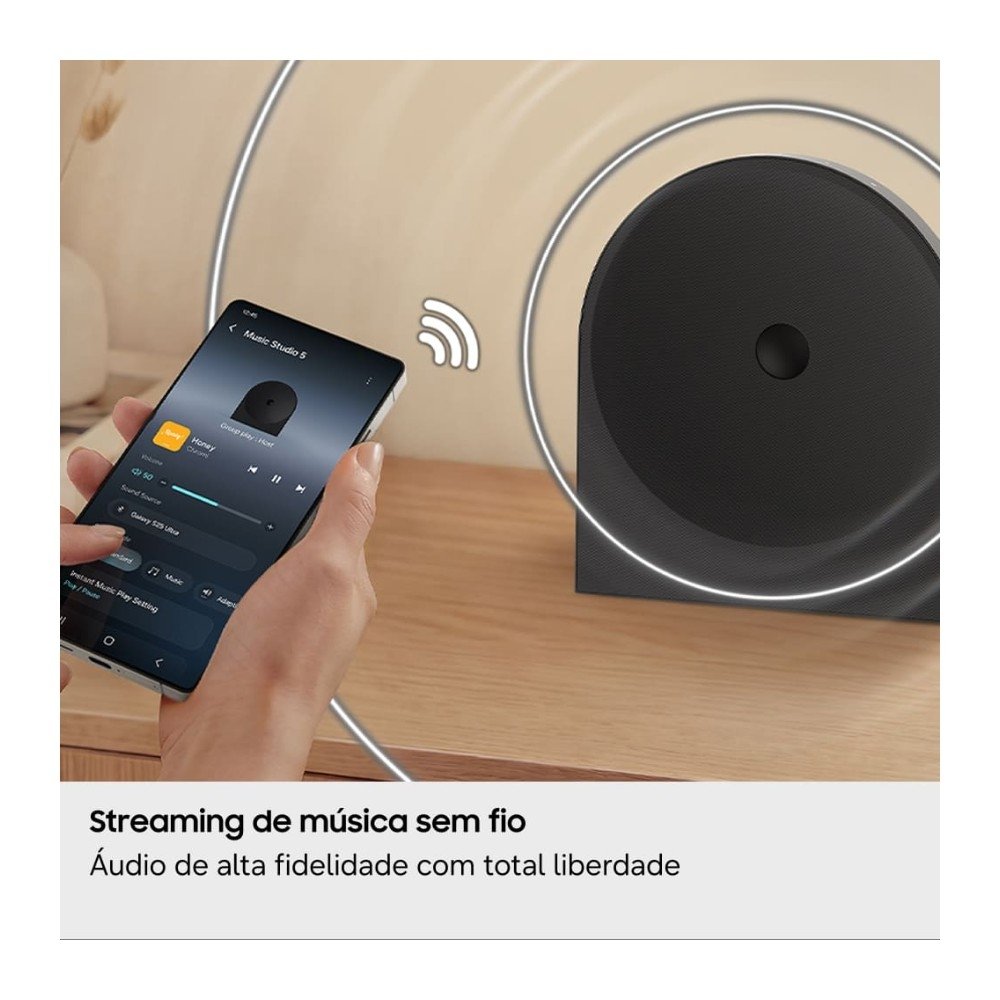 Imagem 10 de 12 do produto Caixa de Som Wi-Fi Samsung Music Studio 5 LS50H, 2.0 Canais, Dolby Atmos, Sincronia Sonora, Preto - HW-LS50H