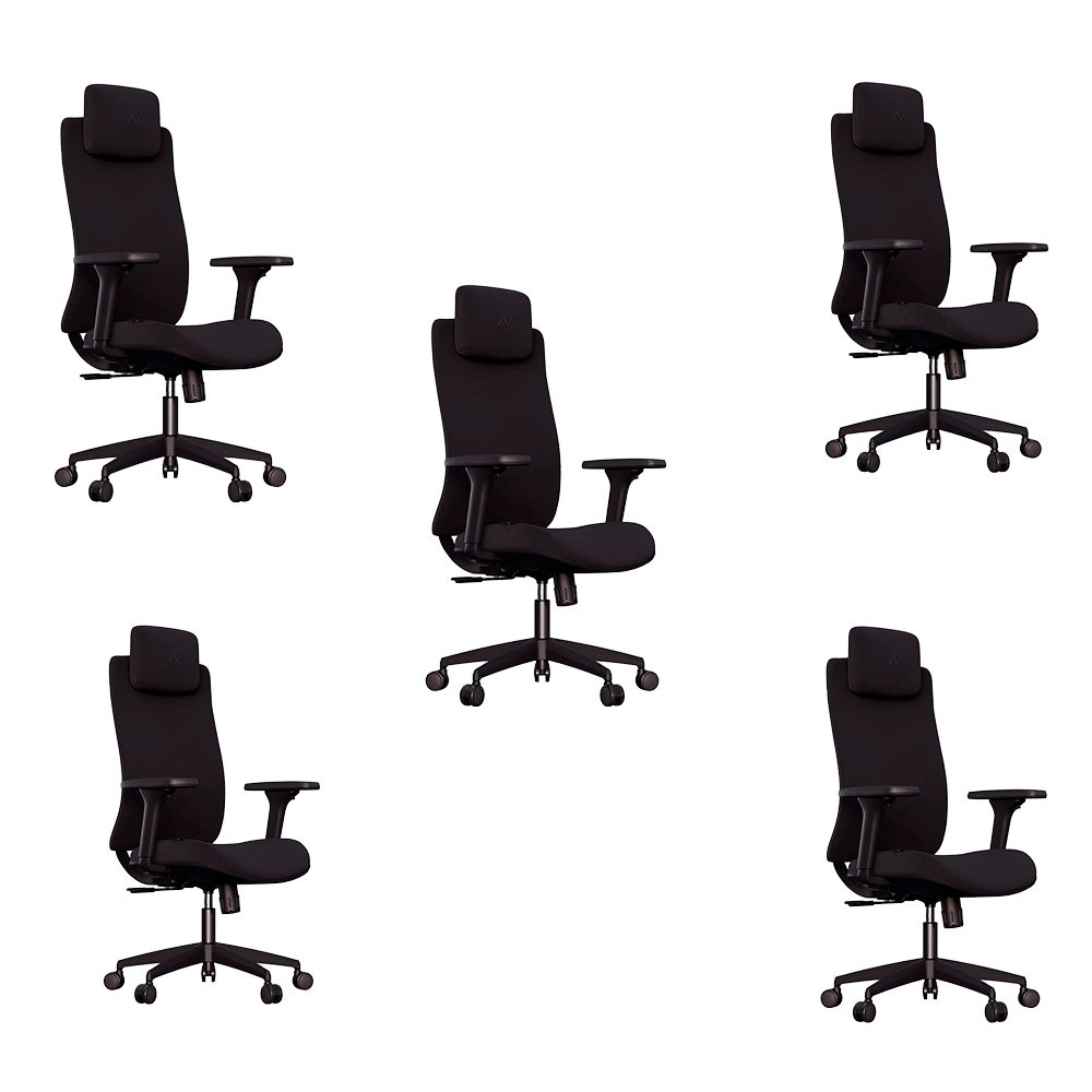 Kit com 5 Cadeiras Office Elements ROI, Até 120kg, Reclinável, Cilindro Classe 4, Nylon, Preto - 71804
