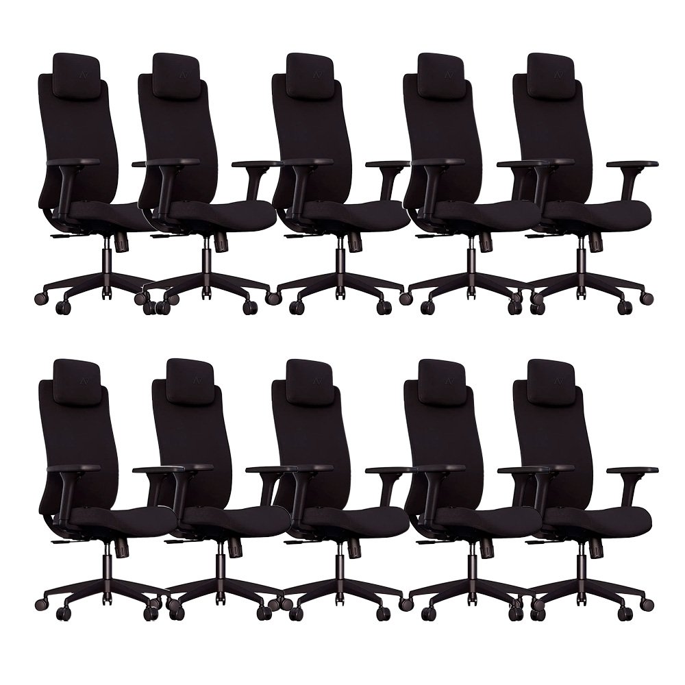 Kit com 10 Cadeiras Office Elements ROI, Até 120kg, Reclinável, Cilindro Classe 4, Nylon, Preto - 71804