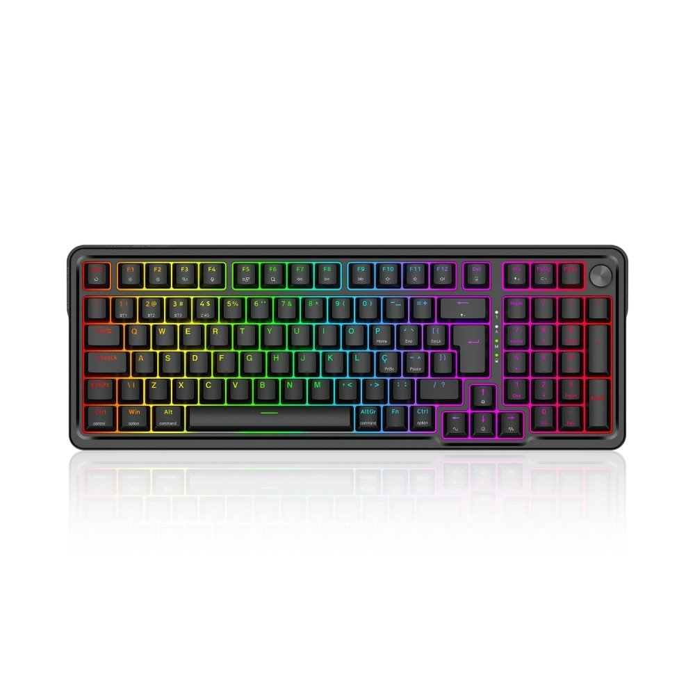 Teclado Mecânico Gamer Sem Fio Redragon Eisa Pro K686-RGB-PRO, RGB, ABNT2, Switch Mambo, Tri-Mode, Preto - K686-RGB-PRO ( PT-MAMBO )
