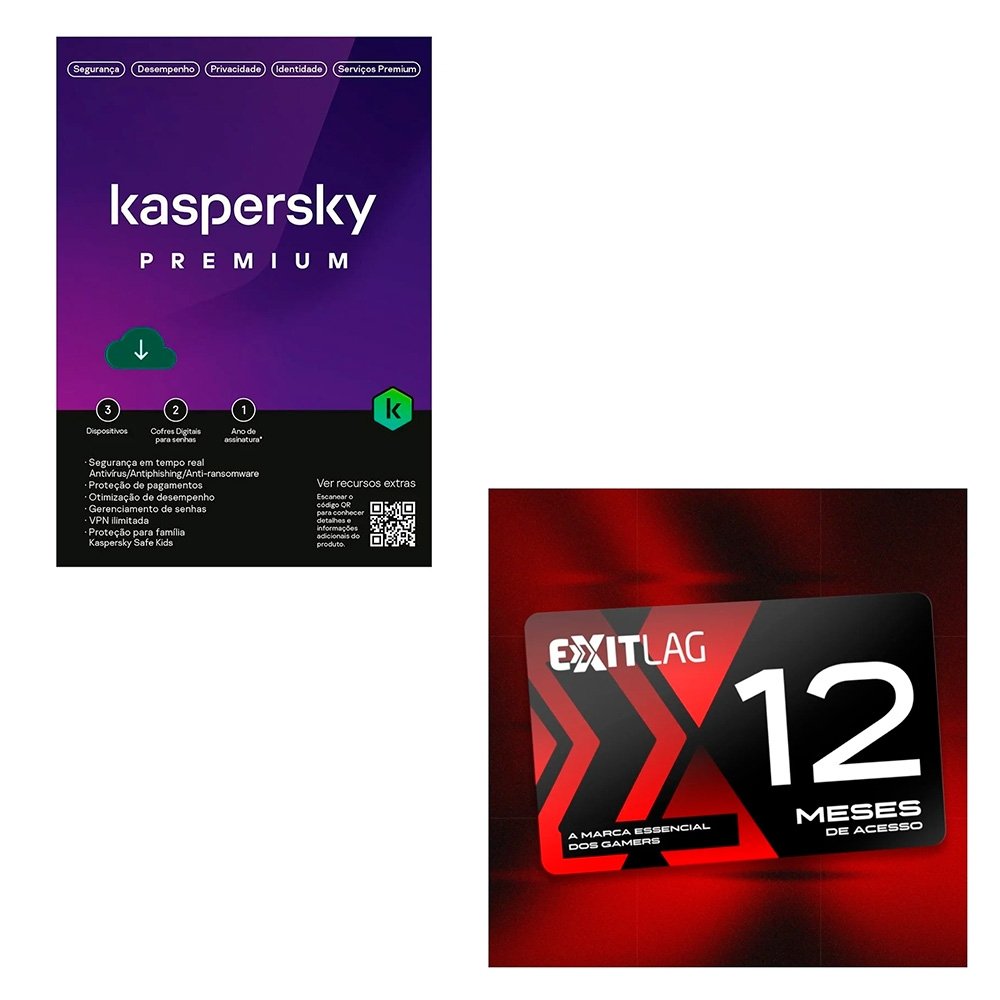 Kaspersky Antivírus Premium 3 Dispositivos 1 Ano + ExitLag 1 Ano