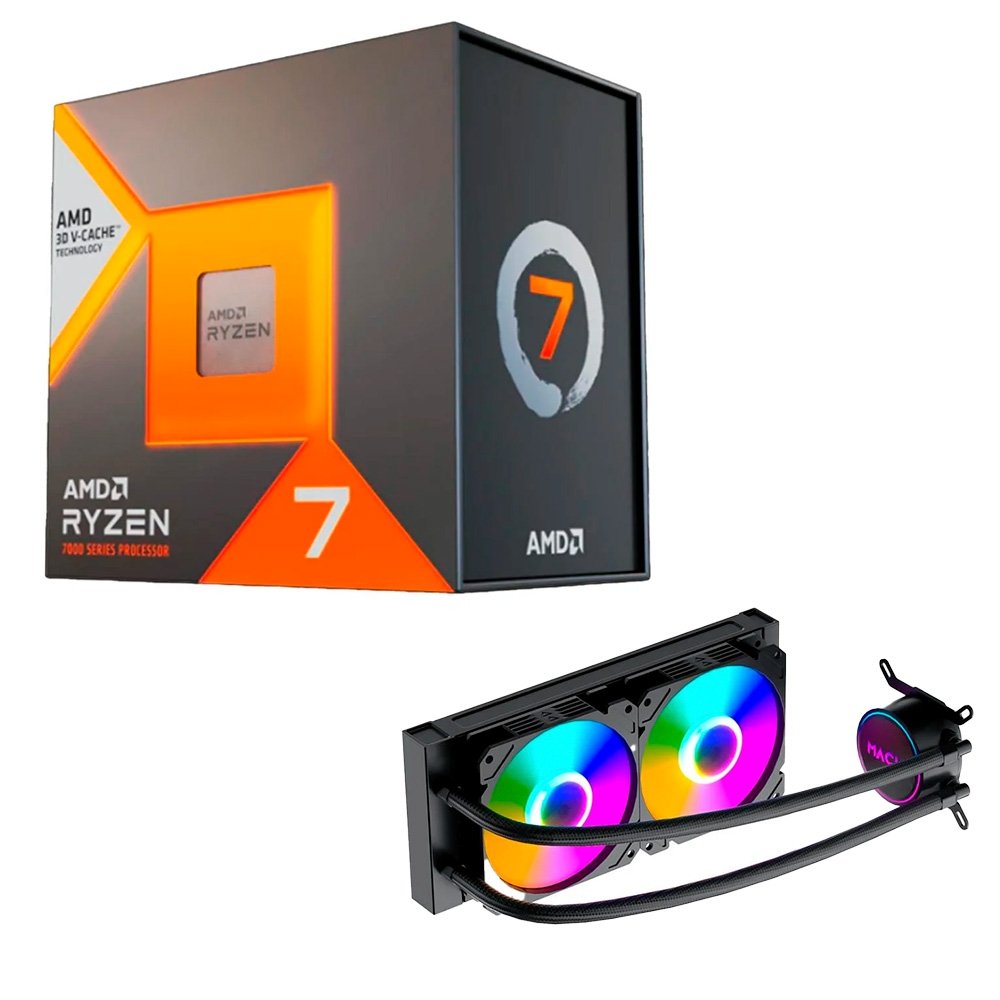 Kit Ryzen 7 7800X3D com Water Cooler MACH1 240mm