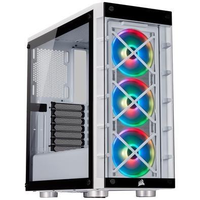 O CORSAIR iCUE 465X RGB é um gabinete inteligente da torre ATX que oferece uma iluminação brilhante pronta para uso com três ventoinhas LL120 RGB e do