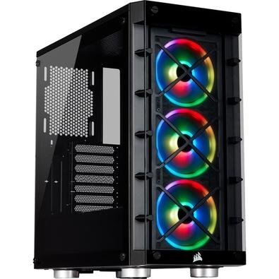O Corsair iCUE 465X RGB é um gabinete inteligente ATX mid-tower que oferece uma iluminação brilhante pronta para uso com três ventoinhas LL120 RGB e d