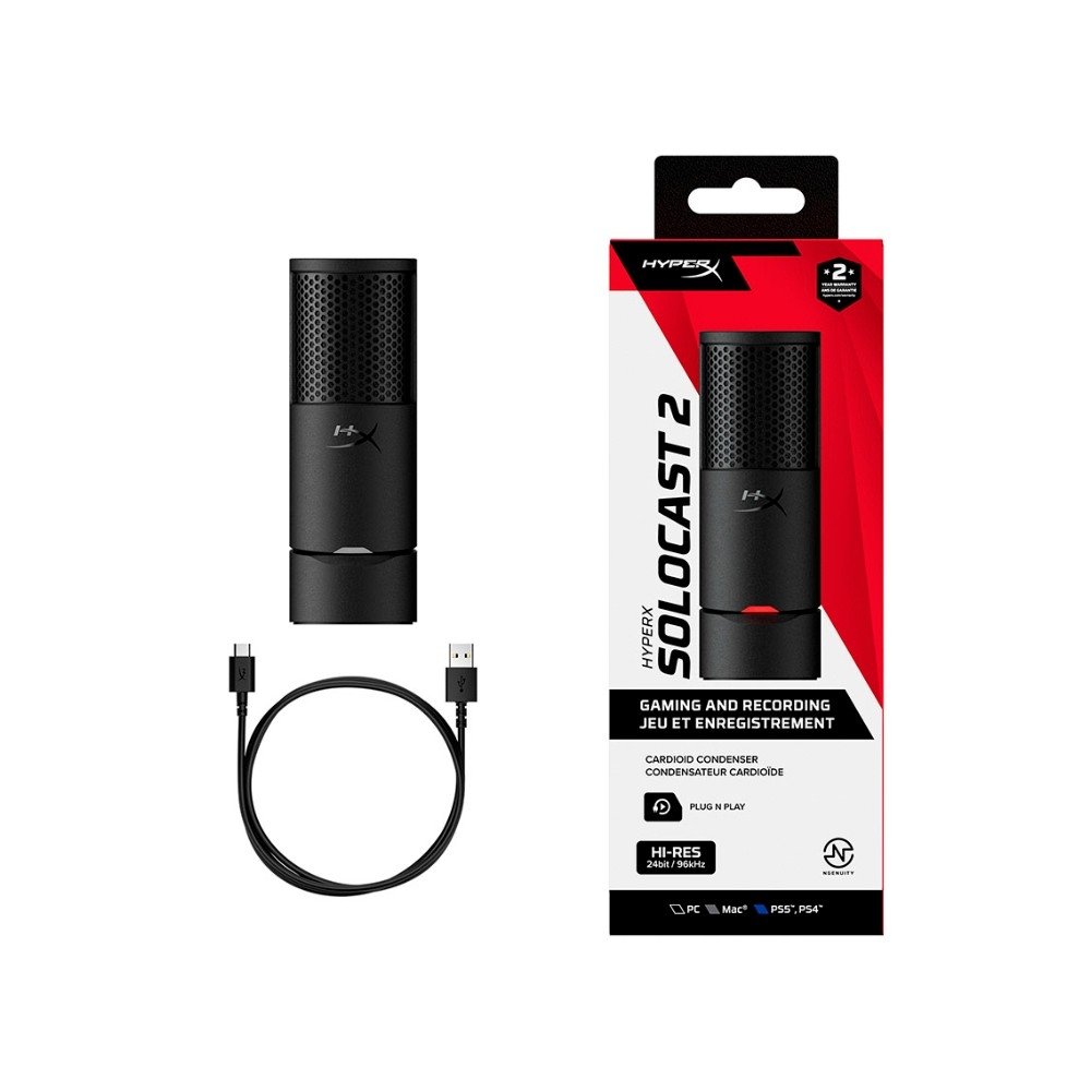 Imagem 8 de 8 do produto Microfone Condensador HyperX SoloCast 2, USB-C, Preto - AR0A0AA