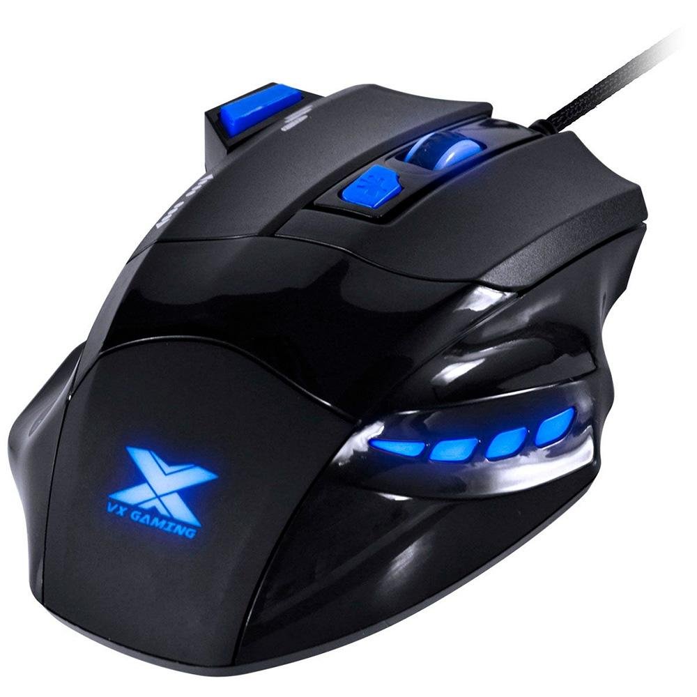 Imagem 4 de 8 do produto Mouse Gamer Vinik VX Gaming Black Widow, LED, 6 Botões, 2400DPI, Preto e Azul - GM104