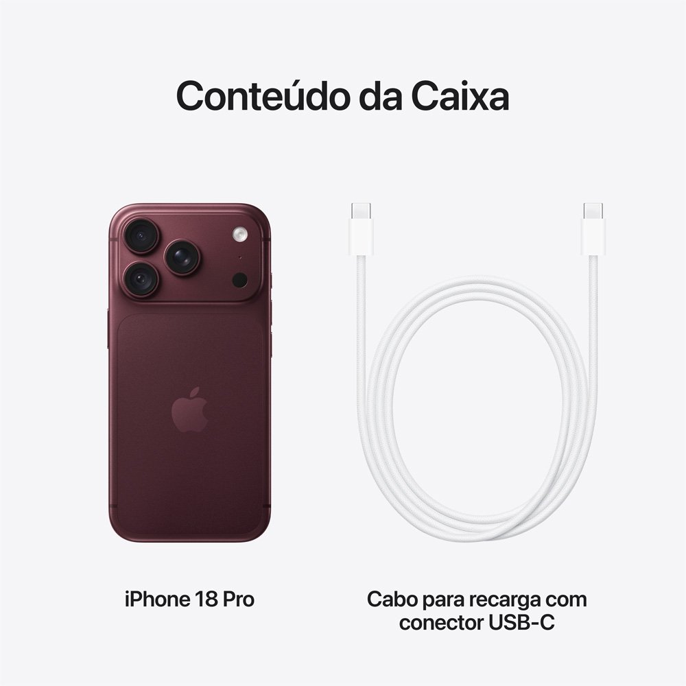 Imagem 12 de 12 do produto iPhone 18 Pro Apple 512GB, Câmera de 48MP, A20 Pro, Tela 6.3" Super Retina XDR, Bordô