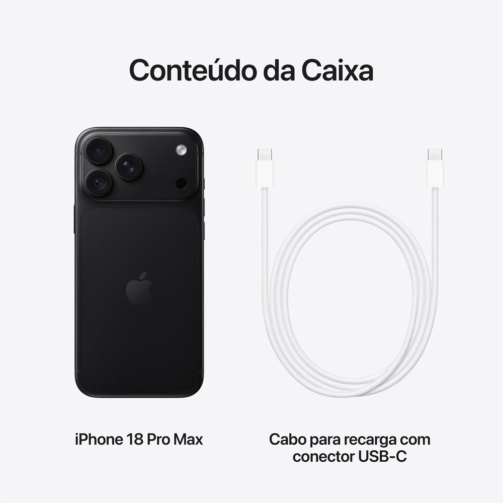 Imagem 11 de 11 do produto iPhone 18 Pro Max Apple 256GB, Câmera Tripla Fusion de 48MP, Chip A20 Pro, Tela 6.3" Super Retina XDR, Preto