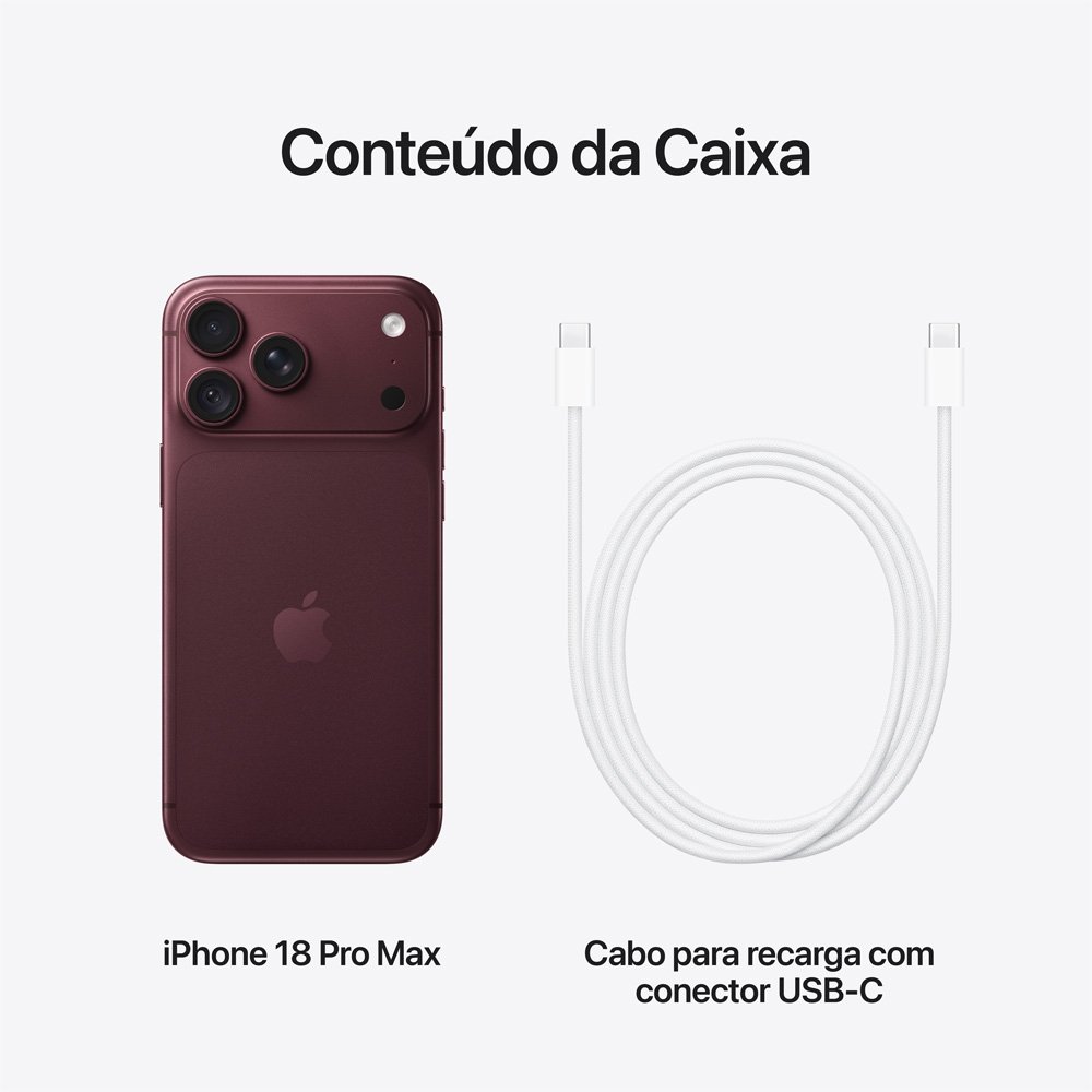 Imagem 10 de 11 do produto iPhone 18 Pro Max Apple 256GB, Câmera de 48MP, A20 Pro, Tela 6.9" Super Retina XDR, Bordô
