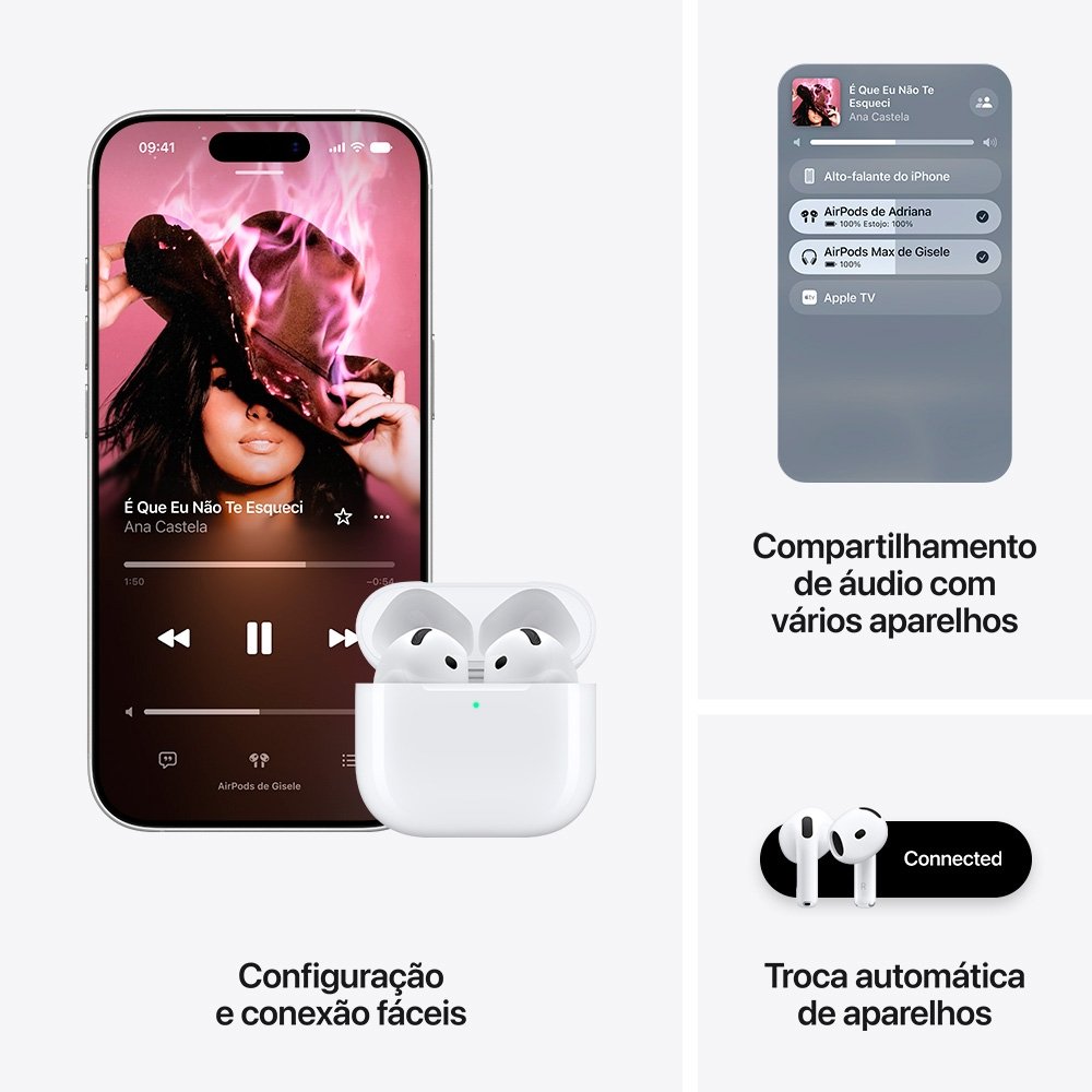 Imagem 8 de 9 do produto AirPods 5 Apple, Chip H2, Bluetooth 5.3, USB-C, Branco - MKFW4BZ/A