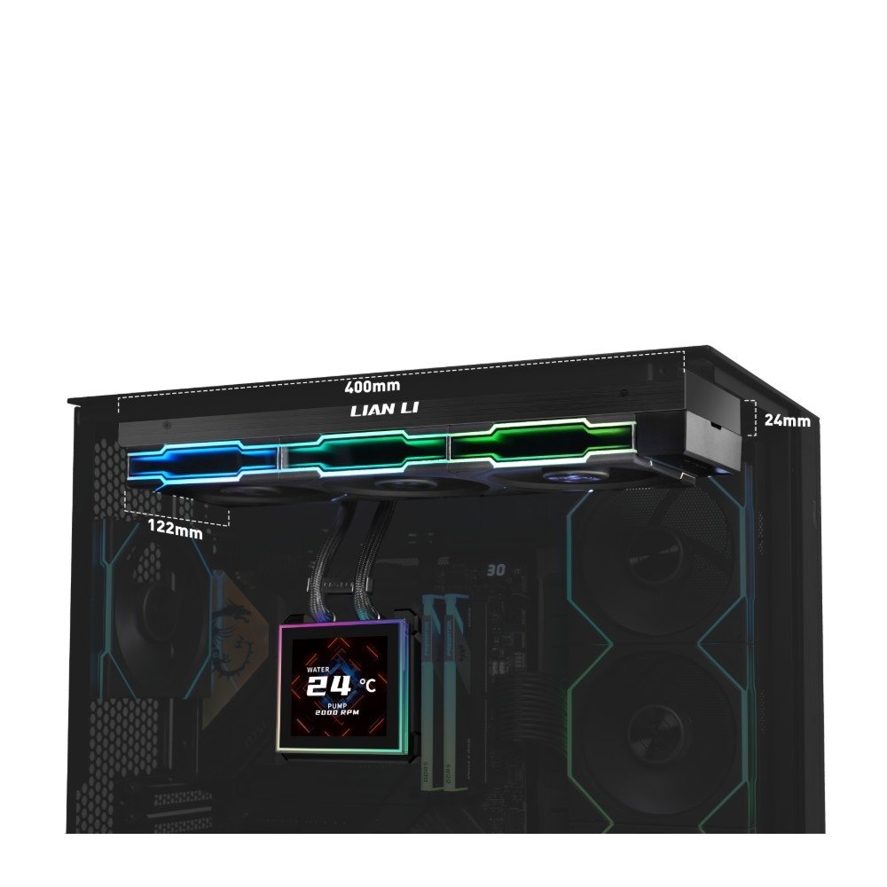 Water Cooler Lian Li Hydroshift II LCD-S 360TL, 360mm, ARGB, Tela LCD Quadrada 3.4 IPS, Controladora, Preto - GHS2LCDS36TFB - view 5