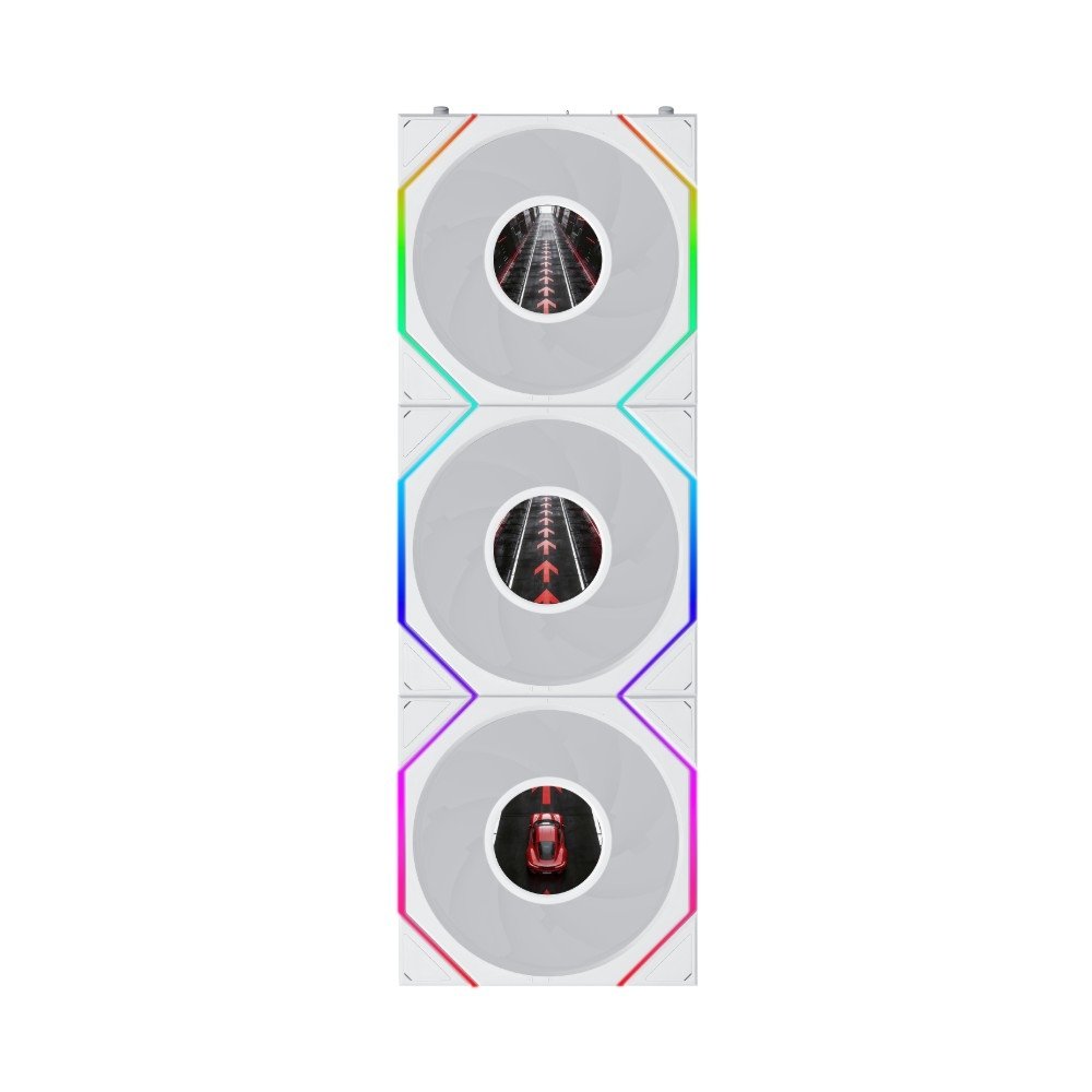 Kit Ventoinhas Lian Li Uni Fan TL LCD Flex Reverse Blade, 3x 120mm, ARGB, PWM, Tela LCD 1.8, Branco - 12RTLLCD1F3W - view 3