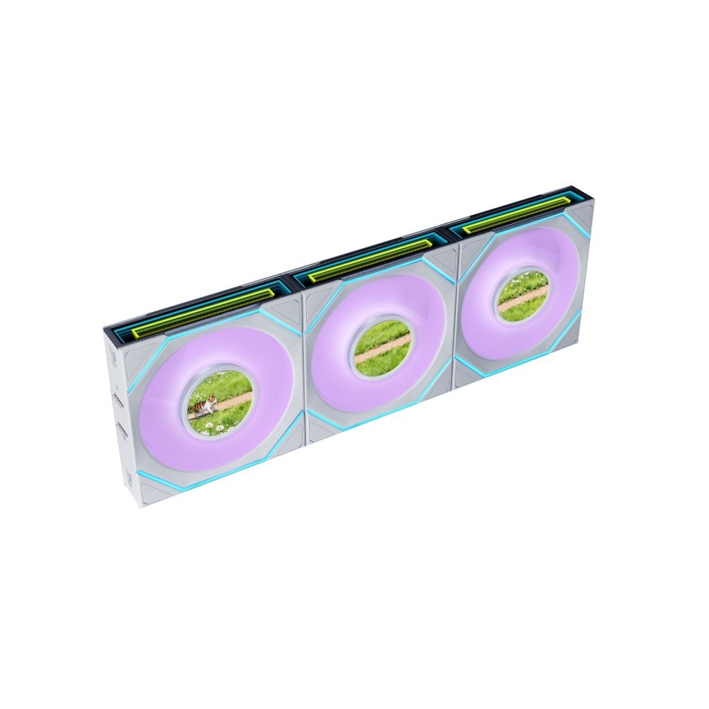 Kit Ventoinhas Lian Li Uni Fan SL INF LCD Flex, 3x 120mm, ARGB, Tela LCD 1.8 IPS, Espelho Infinito, Branco - 12SLIND1F3W