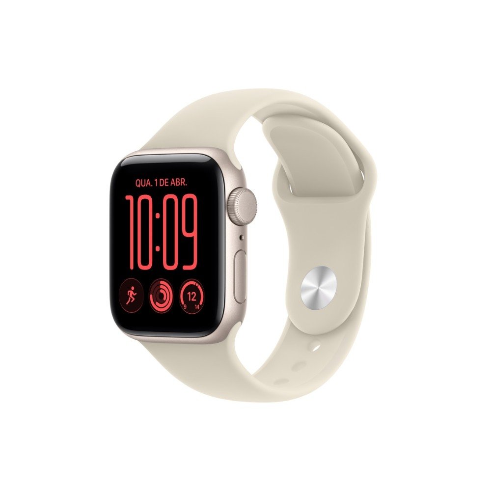 Apple Watch SE 3 GPS, Caixa estelar de Alumínio de 40 mm, Pulseira Esportiva Areia, Tamanho P/M - MJKR4AM/A