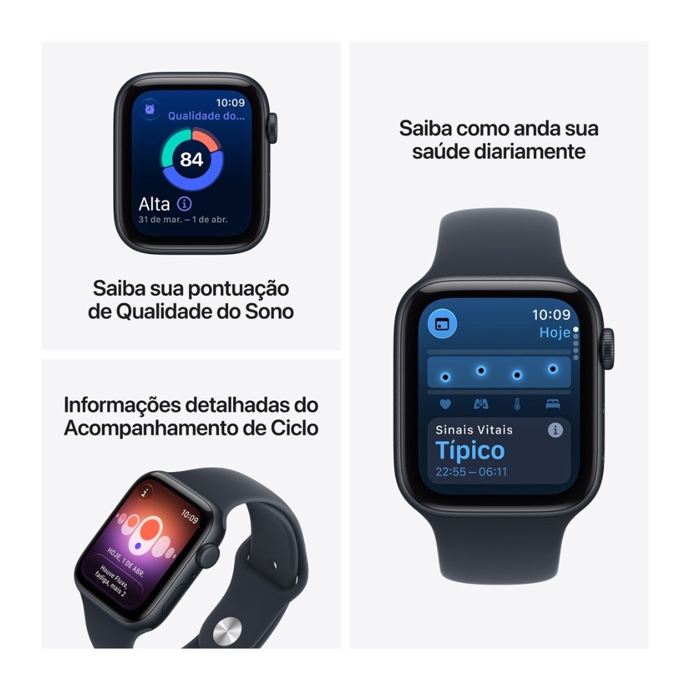 Apple Watch SE 3 GPS, Caixa estelar de Alumínio de 40 mm, Pulseira Esportiva Areia, Tamanho P/M - MJKR4AM/A - view 3