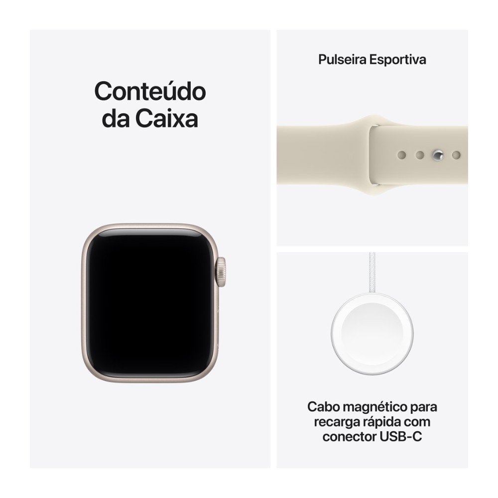 Apple Watch SE 3 GPS, Caixa estelar de Alumínio de 40 mm, Pulseira Esportiva Areia, Tamanho P/M - MJKR4AM/A - view 4