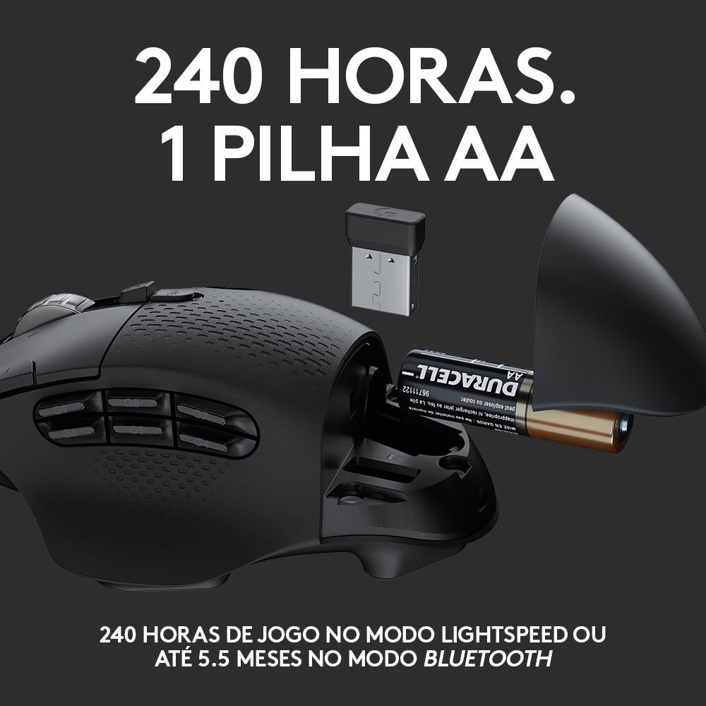 Mouse Gamer Sem Fio Logitech G604 com 15 Botões Programáveis