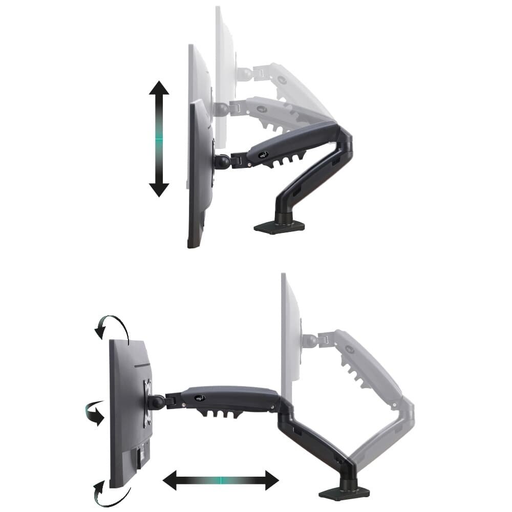 Suporte de Mesa Articulado para Monitores de 17" a 35", ELG, Ajuste de altura com Pistão a Gás - F80N