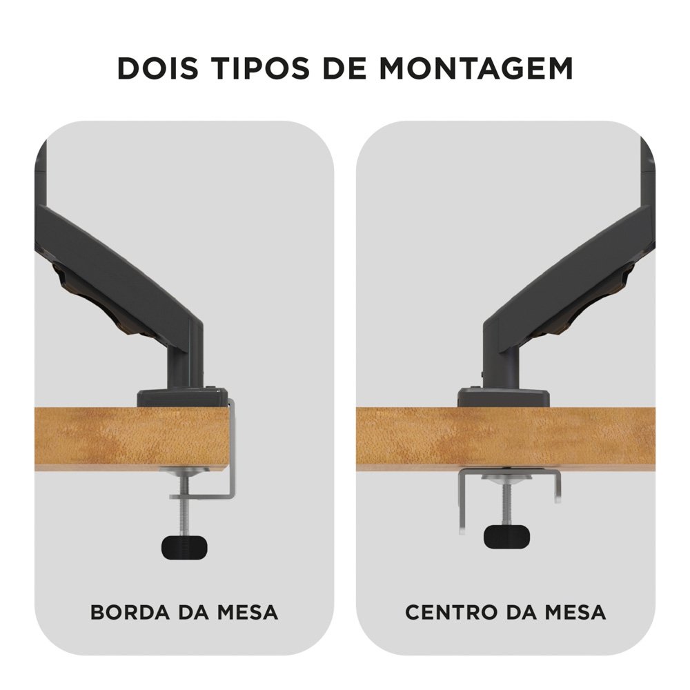 Imagem 9 de 11 do produto Suporte de Mesa Articulado para Monitores de 17" a 35", ELG, Ajuste de altura com Pistão a Gás - F80N