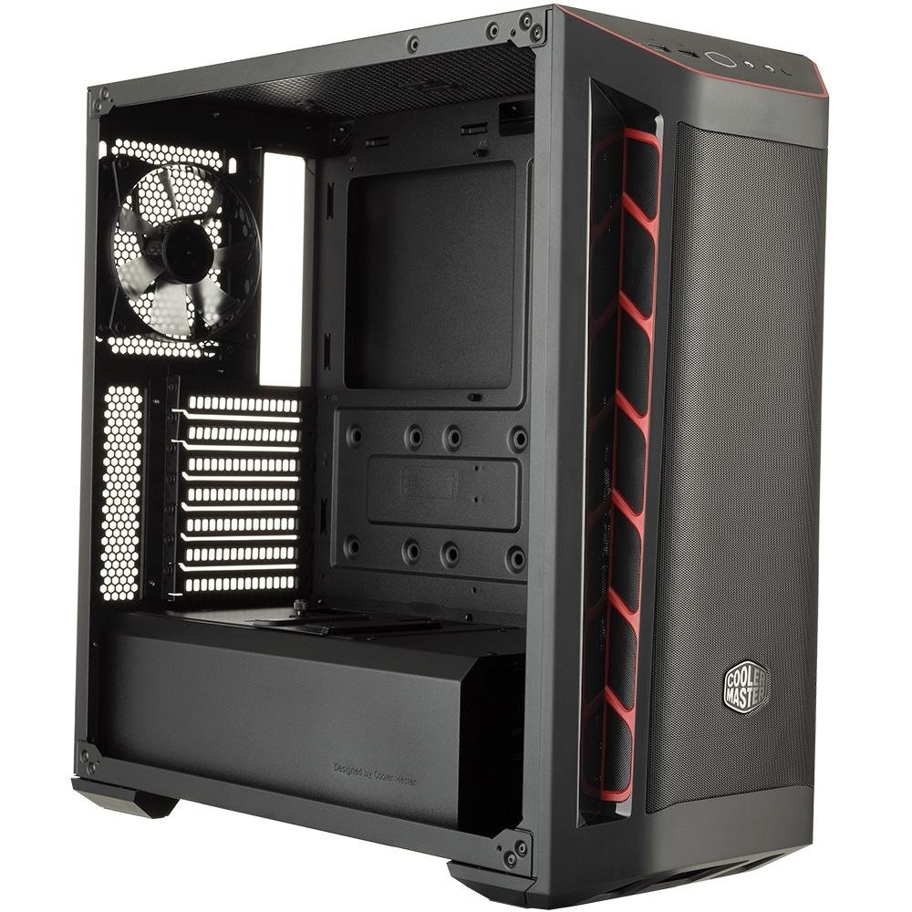 Gabinete Gamer Cooler Master Masterbox MB511 TG, Mid Tower, com FAN, Lateral em Vidro, Preto/Vermelho - MCB-B511D-KGNN-S00