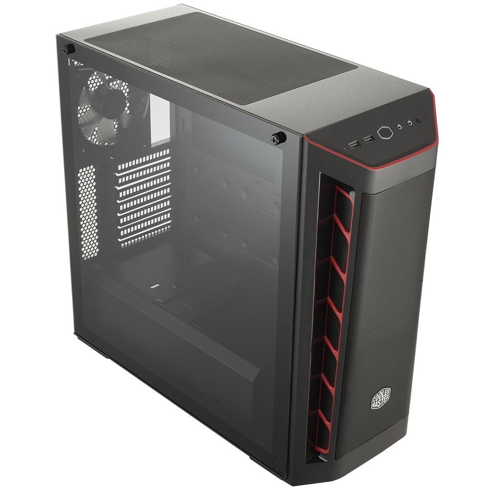 Gabinete Gamer Cooler Master Masterbox MB511 TG, Mid Tower, com FAN, Lateral em Vidro, Preto/Vermelho - MCB-B511D-KGNN-S00