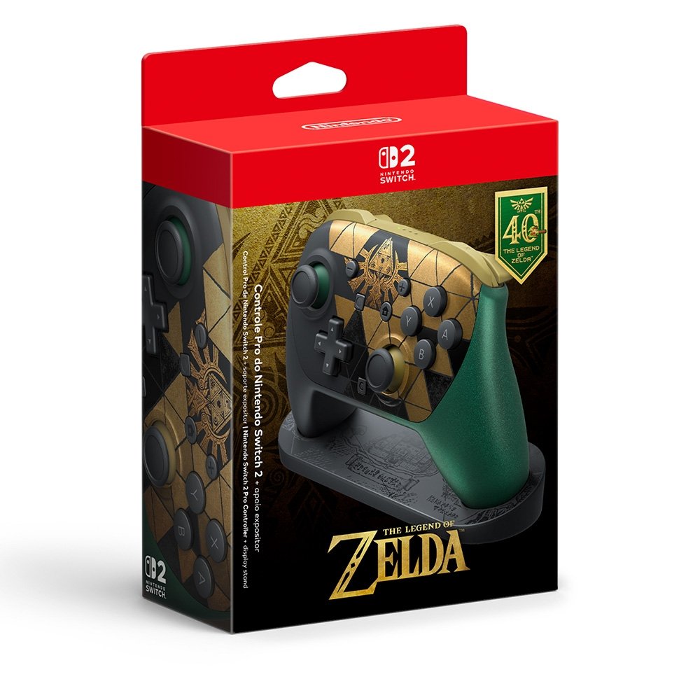 Imagem 4 de 4 do produto Controle Sem Fio Nintendo Switch 2 Pro Controller + Base, 40th Anniversary Edition, The Legend of Zelda, Preto e Dourado - NSAA10000006FGR