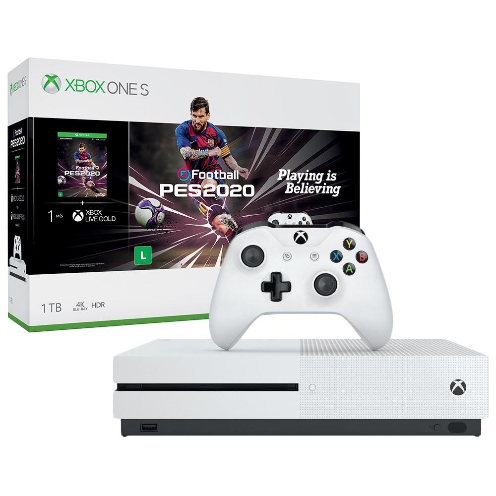 Console Microsoft Xbox One S 1TB Branco + PES 2020 - 234-01120 Console Microsoft Xbox One S 1TB Branco + PES 2020 - 234-01120