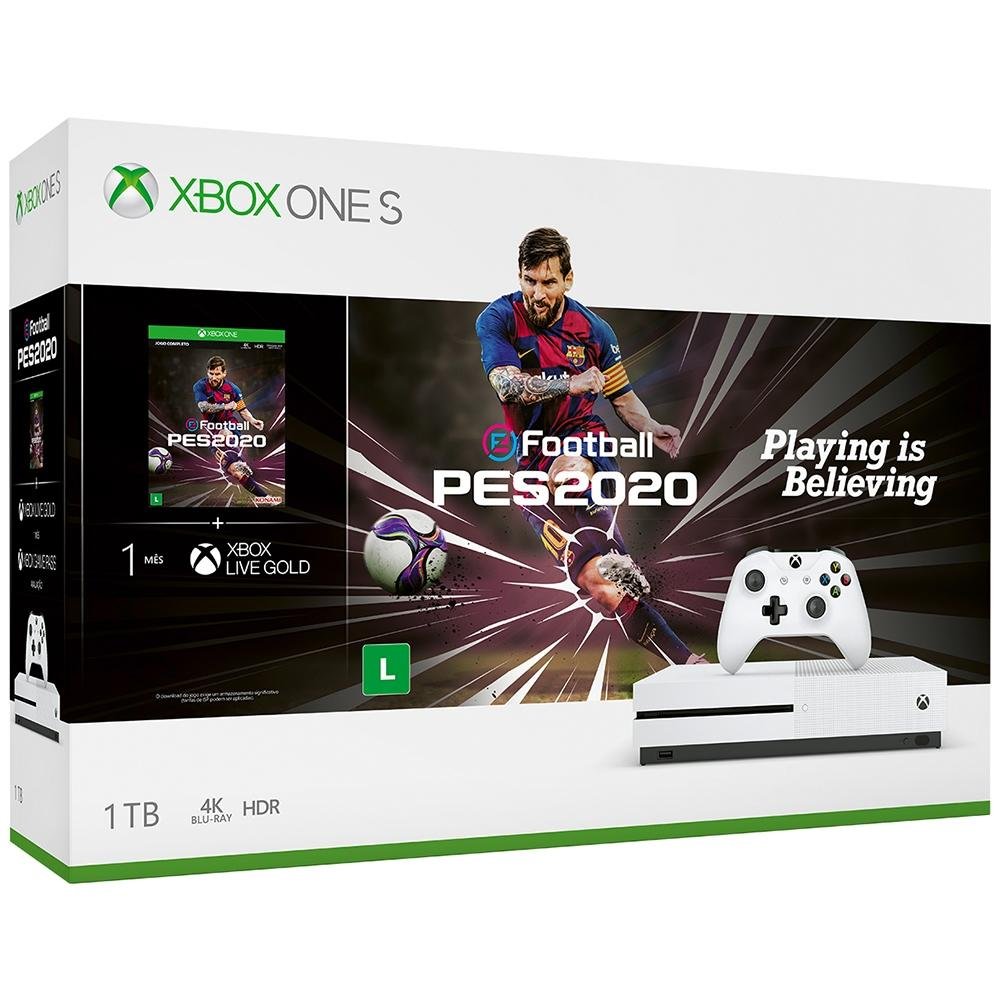 Console Microsoft Xbox One S 1TB Branco + PES 2020 - 234-01120 Console Microsoft Xbox One S 1TB Branco + PES 2020 - 234-01120