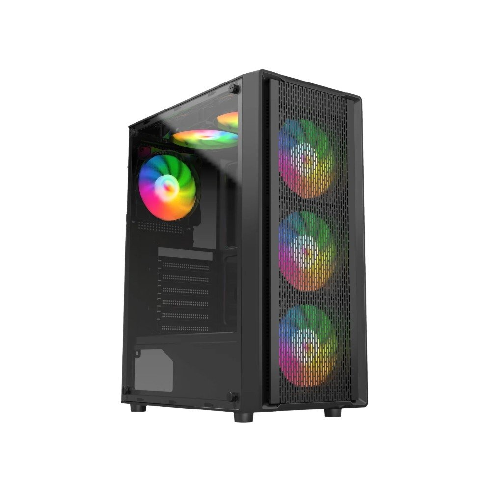 Gabinete Gamer Liketec Storm Snow, Mid Tower, ATX, 3 Fans Rainbow, Lateral em Vidro Temperado, Branco - LT-AT-STORM-BC-3X