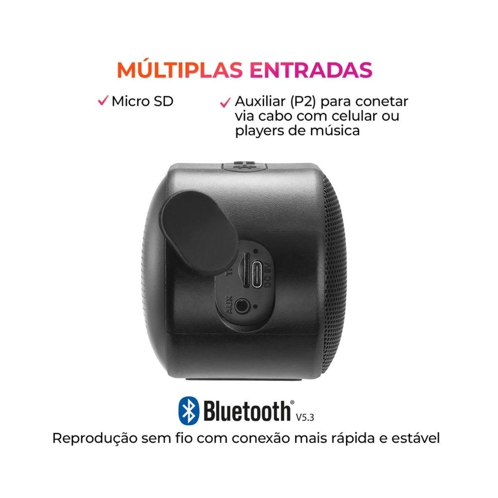 Caixa de Som AIWA AWS-SP-06-B, 10W, Bluetooth, IPX6, Bateria até 12 Horas, Bivolt, Preto - AWS-SP-06-B - view 3