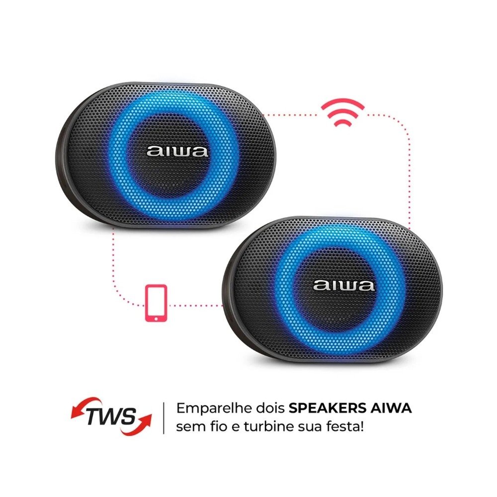 Caixa de Som AIWA AWS-SP-06-B, 10W, Bluetooth, IPX6, Bateria até 12 Horas, Bivolt, Preto - AWS-SP-06-B - view 2