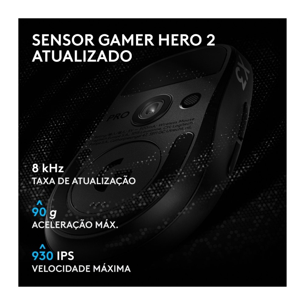 Imagem 7 de 10 do produto Mouse Gamer Sem Fio Logitech G PRO X3 SUPERSTRIKE LIGHTSPEED, 59 g, Taxa de Atualização (até 8 kHz), Botões Programáveis, Preto - 910-007877