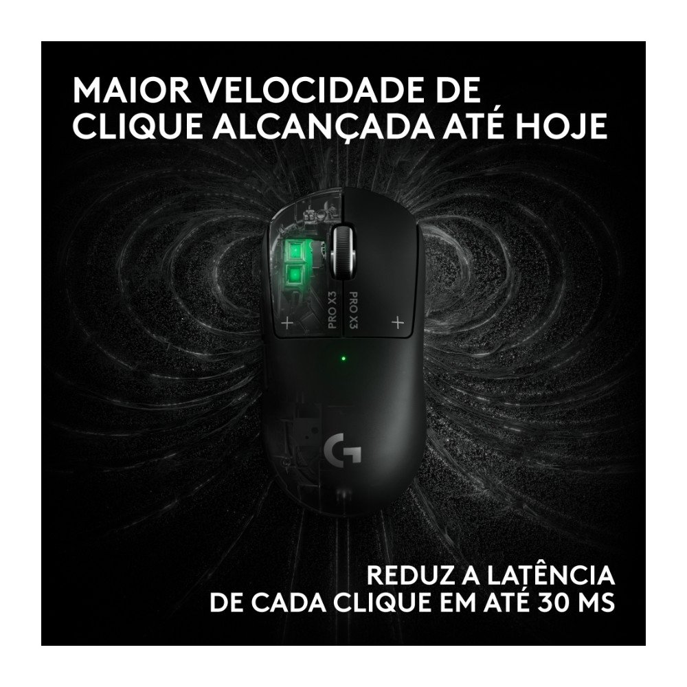 Imagem 4 de 10 do produto Mouse Gamer Sem Fio Logitech G PRO X3 SUPERSTRIKE LIGHTSPEED, 59 g, Taxa de Atualização (até 8 kHz), Botões Programáveis, Preto - 910-007877
