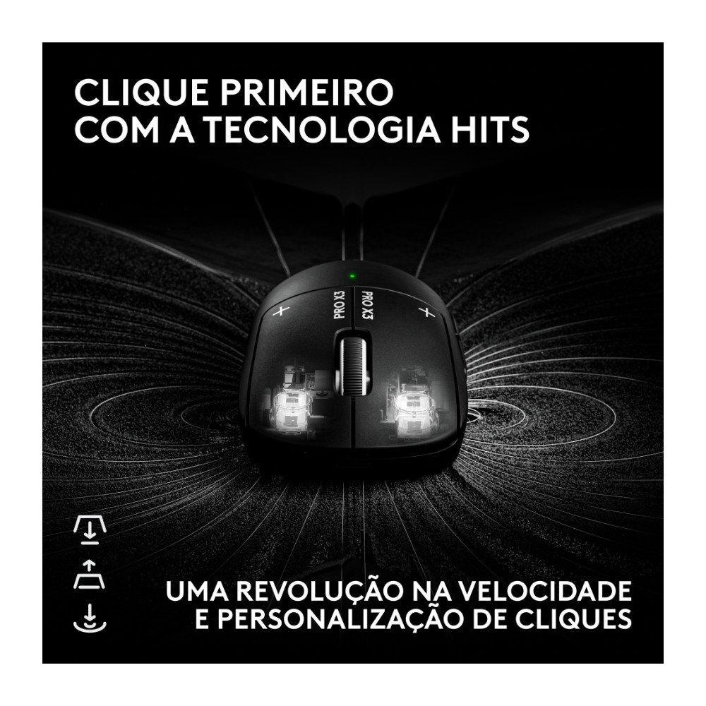 Imagem 3 de 10 do produto Mouse Gamer Sem Fio Logitech G PRO X3 SUPERSTRIKE LIGHTSPEED, 59 g, Taxa de Atualização (até 8 kHz), Botões Programáveis, Preto - 910-007877