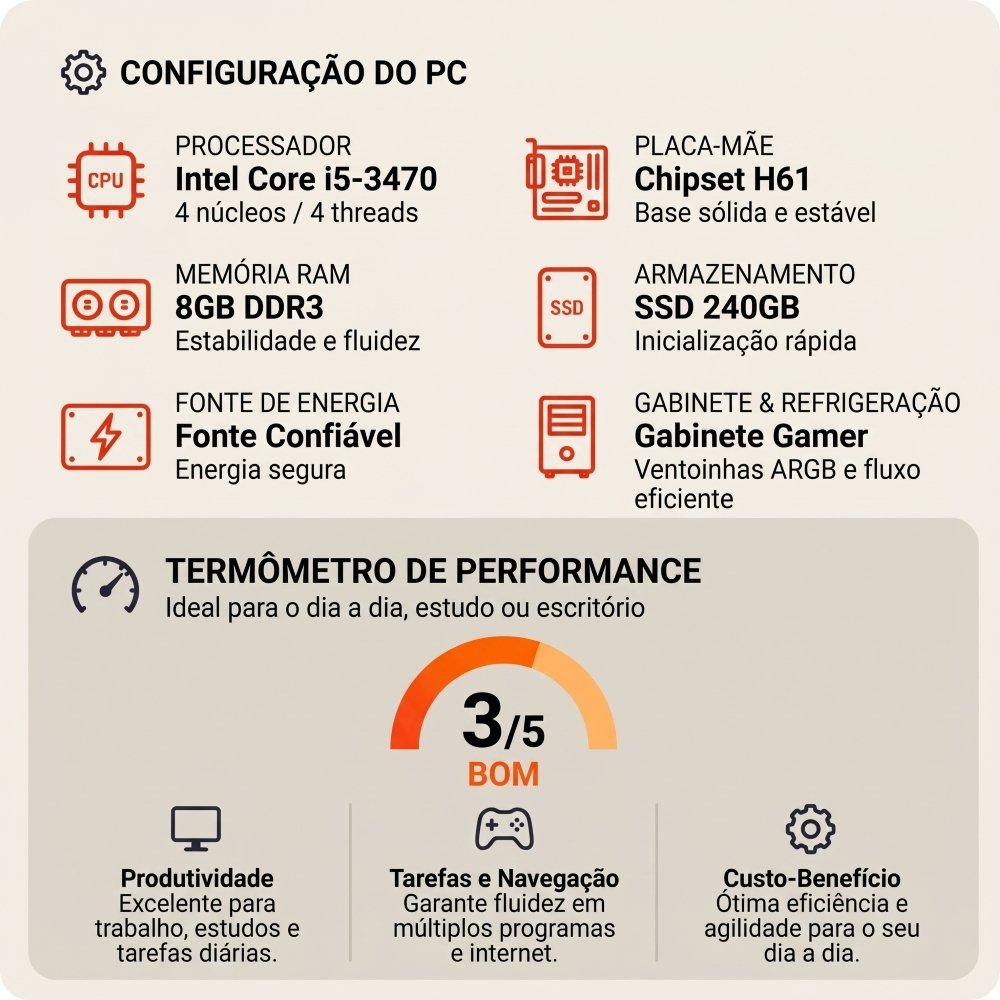 PC Gamer Intel Core i5-3470, RX580, 8GB DDR3, SSD 240GB - view 2