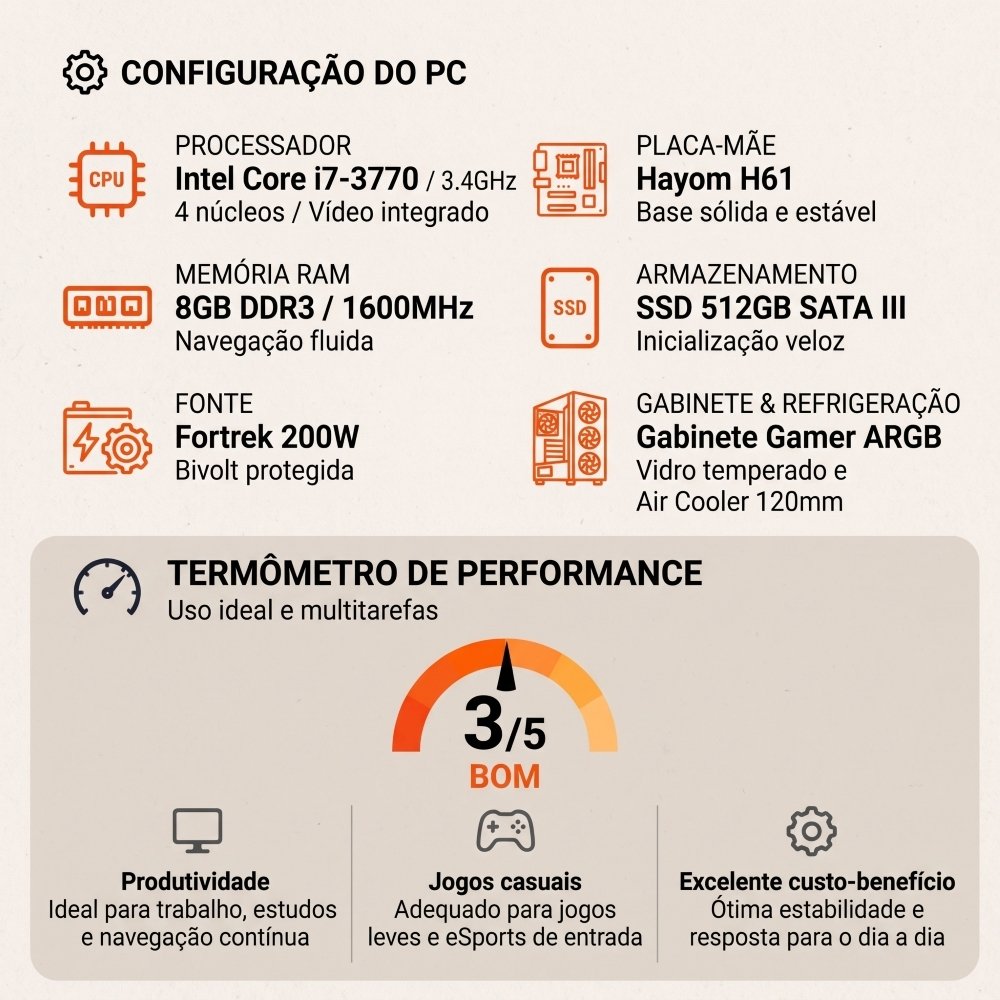 PC Gamer Intel Core i7-3770, 8GB DDR3, SSD 512GB - view 2