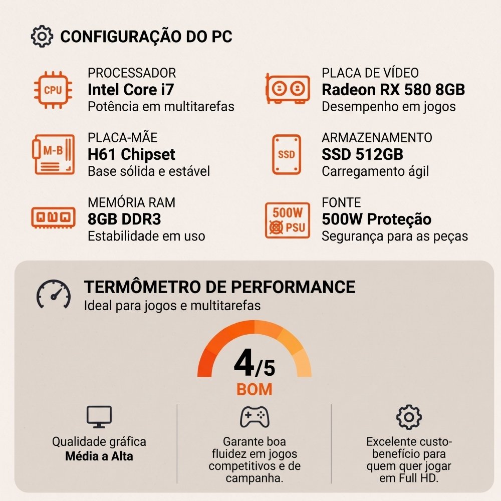 PC Gamer Intel Core i7-3770, Radeon RX 580, 16GB DDR3, SSD 512GB - view 2