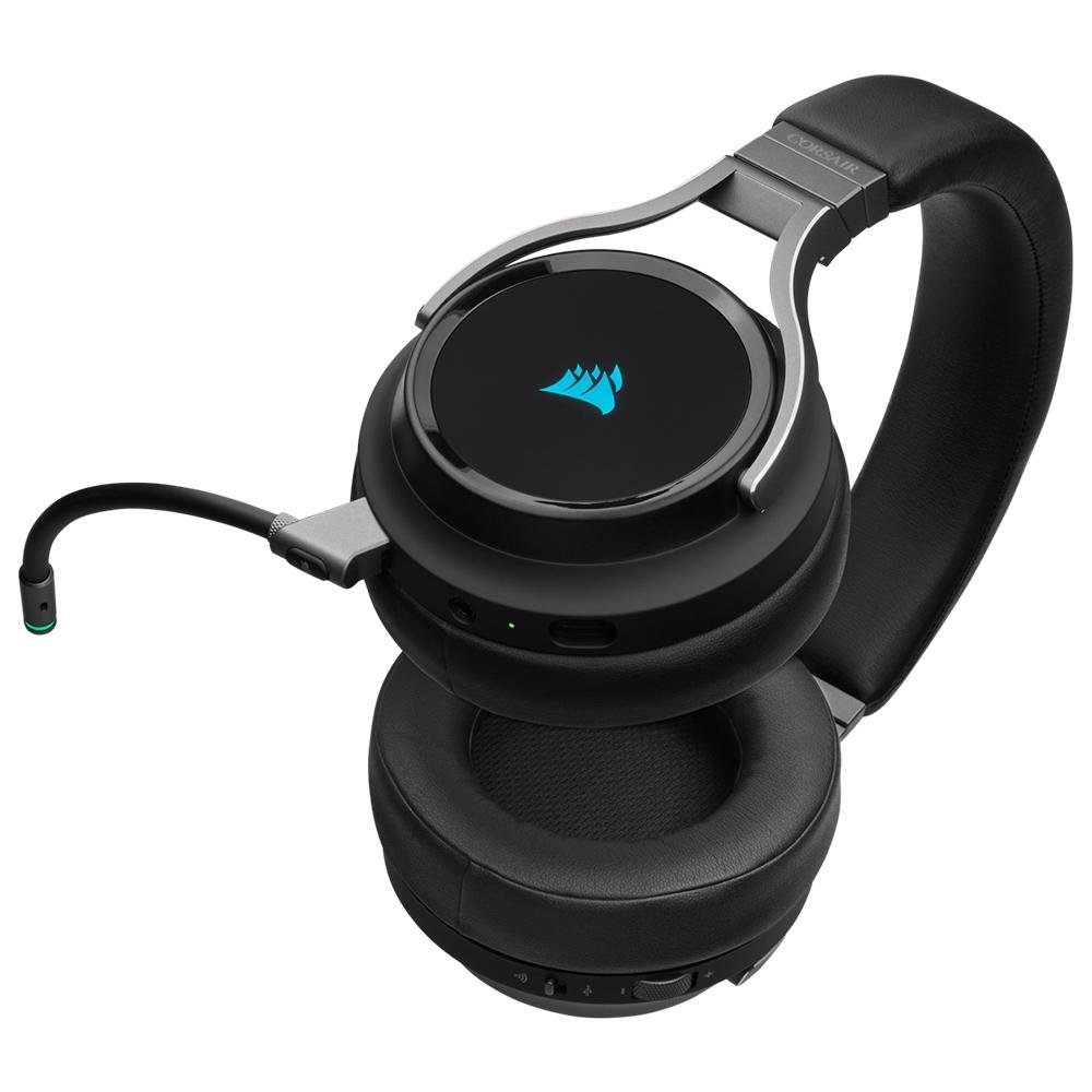 Headset Sem Fio Gamer Corsair Virtuoso Premium Carbono, RGB, Som Surround 7.1, Drivers 50mm, Múltiplas Plataformas - CA-9011185-NA