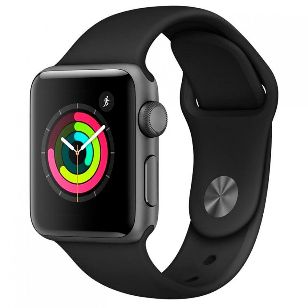 Apple Watch Series 3, GPS, 38mm, Cinza Espacial, Pulseira Preta