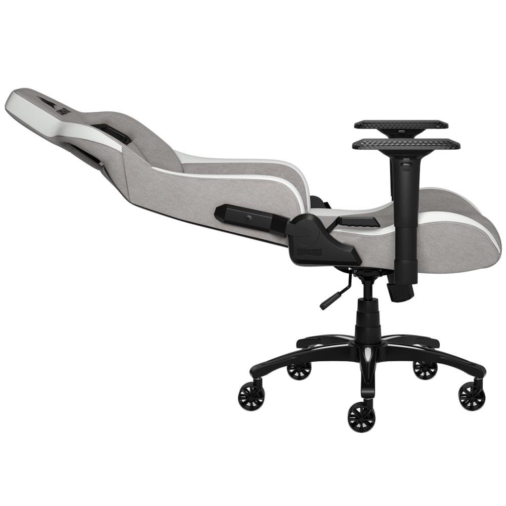 Imagem 6 de 7 do produto Cadeira Gamer Corsair T3 Rush, Até 120Kg, Apoio de Braços 4D, com Almofadas, Reclinável, Cinza e Branco - CF-9010030-WW