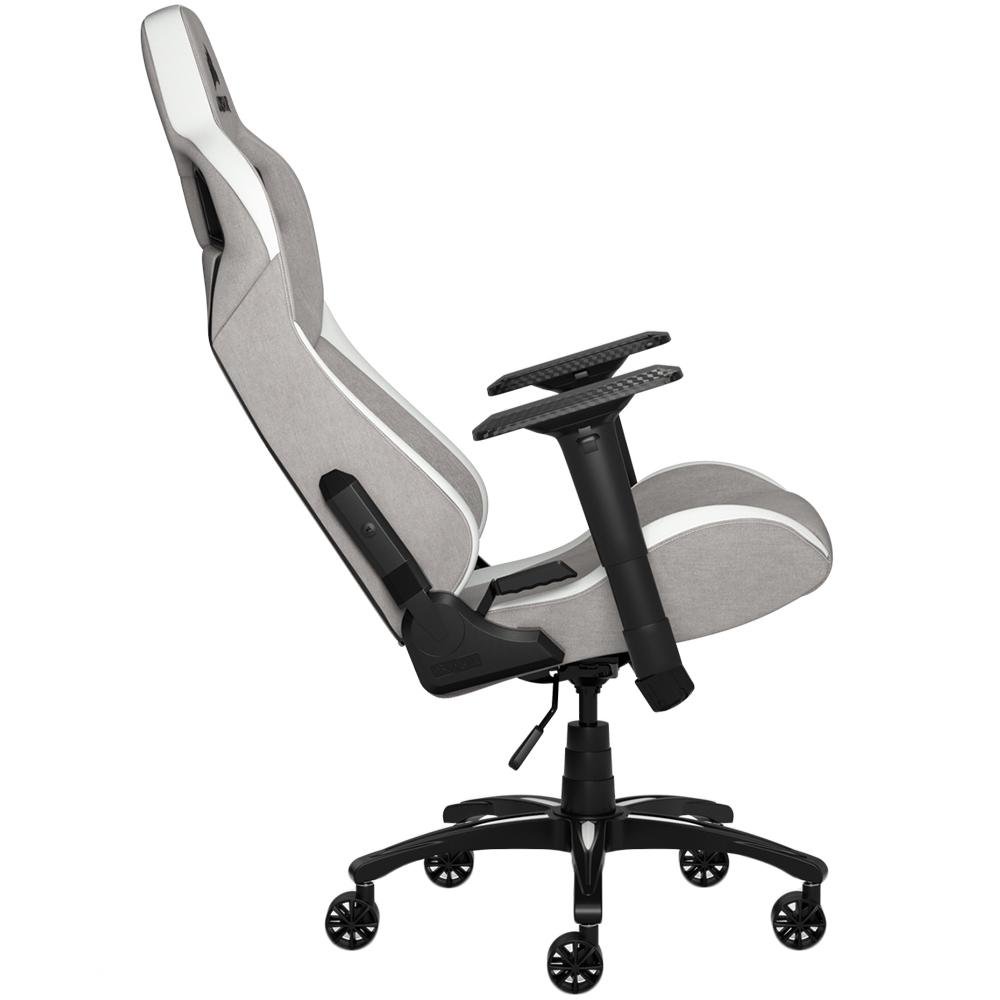 Imagem 5 de 7 do produto Cadeira Gamer Corsair T3 Rush, Até 120Kg, Apoio de Braços 4D, com Almofadas, Reclinável, Cinza e Branco - CF-9010030-WW